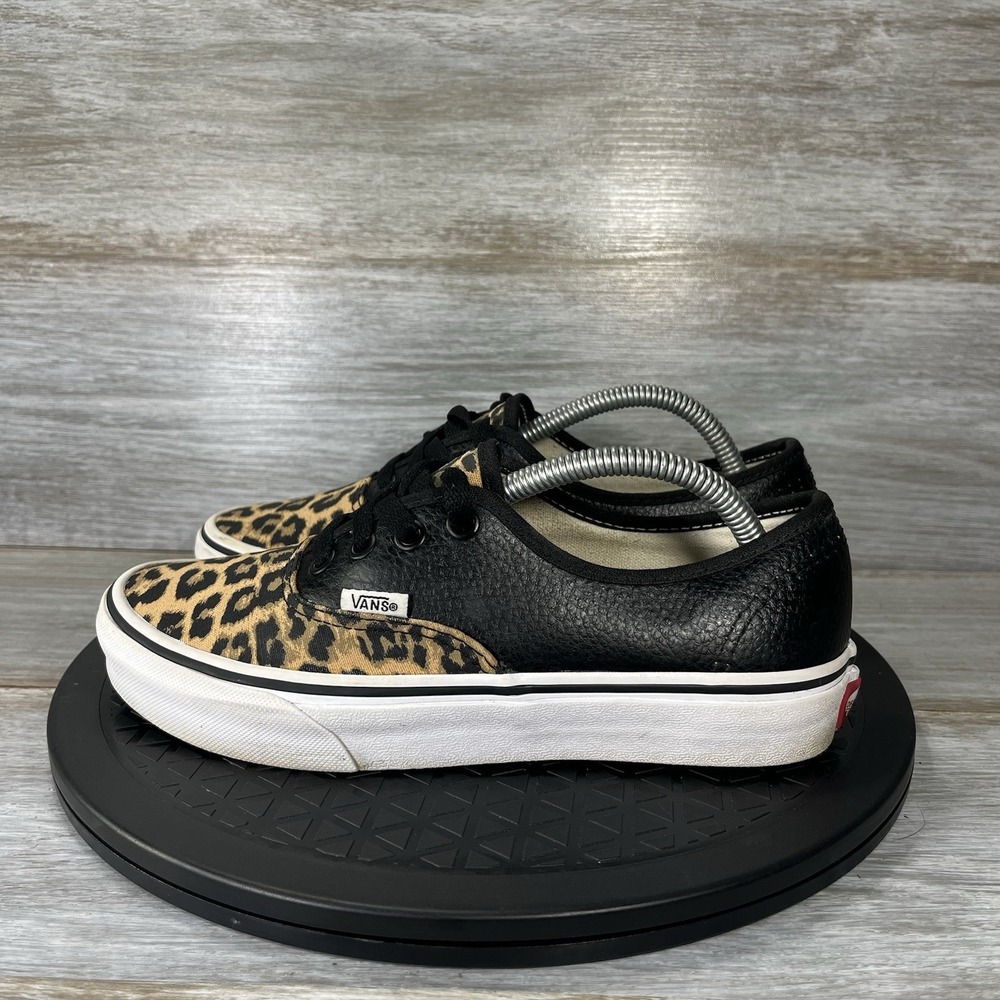 Vans Women's Authentic Black Leopard Print Sneakers Size 6.5